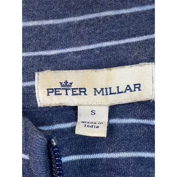 Peter Millar Men's S Blue Stripe Pullover Mock Neck 1/4 Zip Golf Top Sweatshirt - Picture 6 of 12